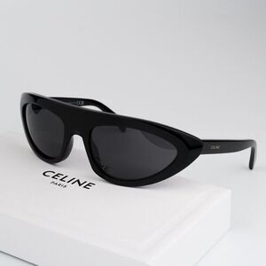 NEW Celine CL40261I 01A Black Dark Grey Wraparound Unisex Sunglasses CL 40261I